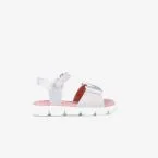 Sandalias de niña Garvalin en blanco y plata con doble velcro.