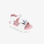 Sandalias de niña Garvalin en blanco y plata con doble velcro.
