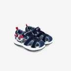 Sandalia de niño de Garvalin con velcro y puntera reforzada en azul y celeste.