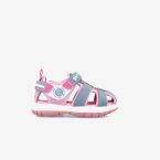 Sandalia niña de Garvalin con velcro y puntera reforzada en color Gris y Rosa.