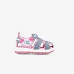Sandalia niña de Garvalin con velcro y puntera reforzada en color Gris y Rosa.