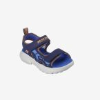Sandalia de niño de Skechers con doble velcro en tonos azules.