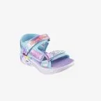 Sandalia con luces para niña en tonos azules y rosa de Skechers.