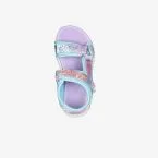 Sandalia con luces para niña en tonos azules y rosa de Skechers.