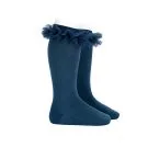Calcetines Altos Azul Marino con Tul para Niña | Clásicos con encanto
