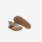 Deportivos respetuoso en blanco y beige con un toque burdeos con velcro y elasticos