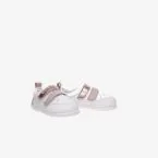 Deportivos respetuoso de niña con velcro y puntera reforzada en blanco y rosa.