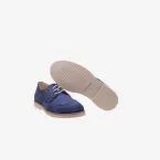 Zapato ceremonia/comunion en ante y lino azul con cordones.