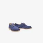 Zapato ceremonia/comunion en ante y lino azul con cordones.