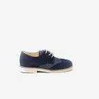 Zapato de ceremonia/comunion en ante y lino azul con cordones.
