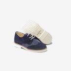 Zapato de ceremonia/comunion en ante y lino azul con cordones.