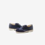 Zapato de ceremonia/comunion en ante y lino azul con cordones.