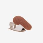 Sandalia menorquina respetuosa unisex de Piruflex - Lino beige y suela flexible.