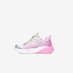 Skechers niña deportivas con luces | Rosa metalizado y velcro