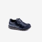 Blucher colegial niña piel azul marino con velcro y flor de Pablosky