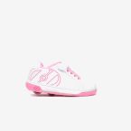Heelys blancas y rosas con ruedas desmontables y cierre mixto. Comodidad, confianza y diversión para cada paso de tu pequeña.