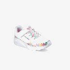 Skechers blancas de corazones para niña con velcro