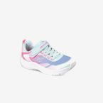 Skechers niña – Zapatillas deportiva en color turquesa con tonos rosas con cierre de velcro.
