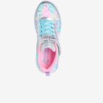 Deportivas unicornio con luz en color celeste y plata de Skechers.