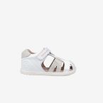 Sandalias Respetuosas Biomecanics de Piel para niñas en color blanco con plata
