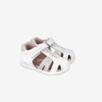 Sandalias Respetuosas Biomecanics de Piel para niñas en color blanco con plata