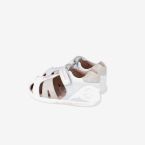 Sandalias Respetuosas Biomecanics de Piel para niñas en color blanco con plata