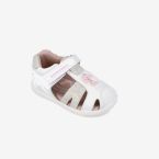 Sandalias Respetuosas Biomecanics de Piel para niñas en color blanco con plata