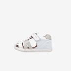 Sandalias Respetuosas Biomecanics de Piel para niñas en color blanco con plata