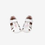 Sandalias Respetuosas Biomecanics de Piel para niñas en color blanco con plata