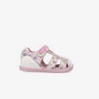 Sandalia preandante respetuosa de niña con puntera reforzada en color rosa-multicolor de la marca Biomecanics