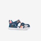 Sandalia azul combinada en beige y naranja con puntera reforzada de Biomecanics