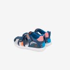 Sandalia azul combinada en beige y naranja con puntera reforzada de Biomecanics