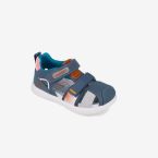 Sandalia azul combinada en beige y naranja con puntera reforzada de Biomecanics