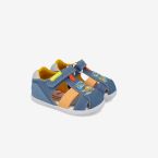 Sandalia de niño divertida en azul combinada con tono naranja de la marca Biomecanics