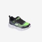 Zapatillas Skechers con luces y velcro para niños negro lima.
