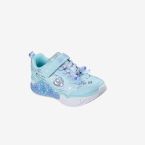 Deportivas de niña con luces y cierre de velcro princesas tono celeste.