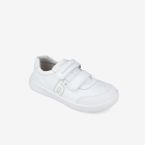 Deportivo colegial barefoot blanco Biomecanics con puntera reforzada y doble velcro.