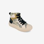 Botin cordon y cremallera animal print en tonos beige para niñas grandes.
