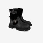 Bota Chelsea negra toque glitter en la hebilla.