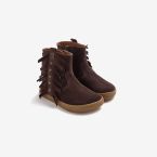 Botin niña serraje marron barefoot con cremallera lateral.