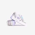 Deportivo niña ruedas cordon combinado en blanco y morados.
