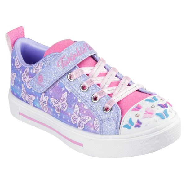 Skechers Twinkle Toes - Lona azul con luces y detalles de mariposa