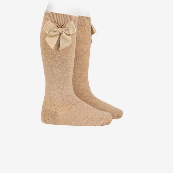 Calcetines Altos para Niña Cóndor con Lazo color camel
