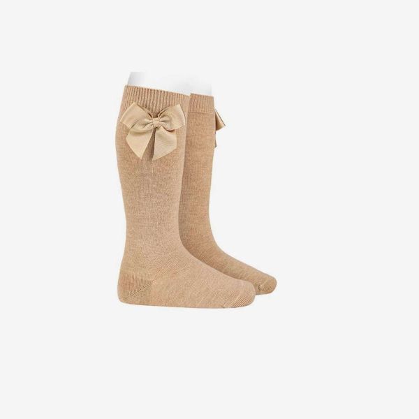Calcetines Altos para Niña Cóndor con Lazo color camel