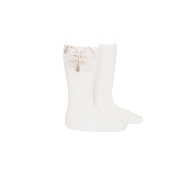 Calcetines Beige con Lazo para Niña | Neutros y elegantes