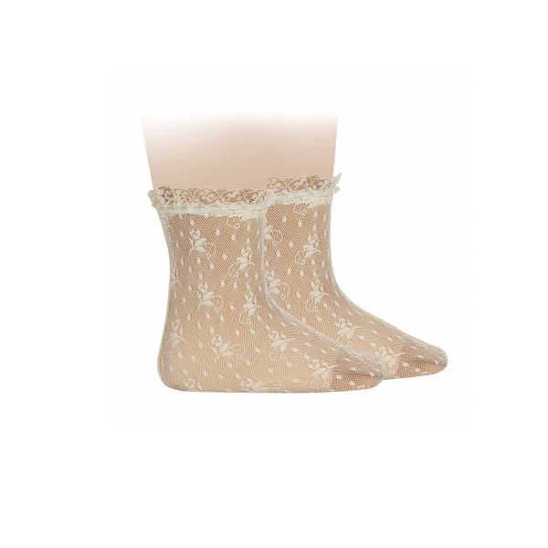Calcetines Beige de Encaje para Niña | Elegancia y suavidad