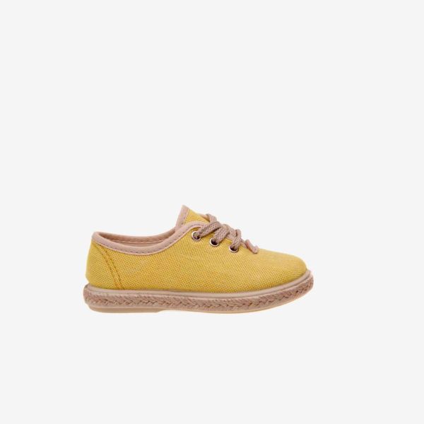 Lona con suela de yute, amarilla de cordones