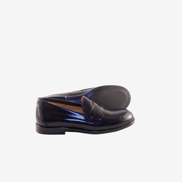 Zapato mocasin en florentin azul.