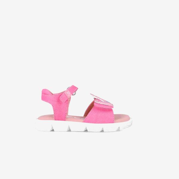Sandalia de niña de Garvalin fucsia con doble velcro.