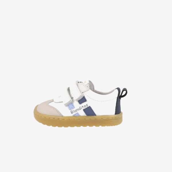 Zapatilla deportiva respetuosa de Blanditos en blanca y azul | Estilo, agarre y comodidad para sus primeros pasos